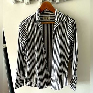 nili lotan blue/white stripe button down